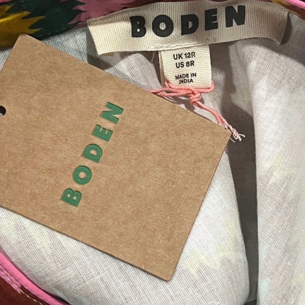 Boden Chevron Zigzag Maxi Dress Pink Green Yellow Tassel Tie US 8R NEW - Picture 11 of 13